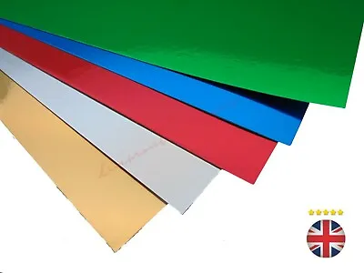 10 - Premium Coloured A4 Mirror Card Xmas Mirrored Board Metallic Craft 300gsm • £4.95