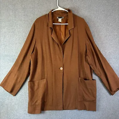 Vintage Maggie Barnes Womens Large Jacket Blazer Rust Orange Flax Made In USA • $19.99