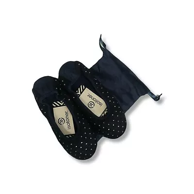 Isotoner Women's Diamond Knit Rhinestone Ballerina Slippers W/ Pouch 6830 • $15.75