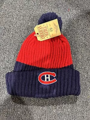 New NHL American Needle Montreal Canadiens Logo Knit Beanie Winter Pom Hat Blue • $34.99