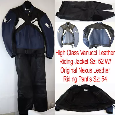 Vanucci Leather Motorcycle Jacket Sz: 52 &Nexus Leather Riding Pants Sz: 54 Suit • $99.95