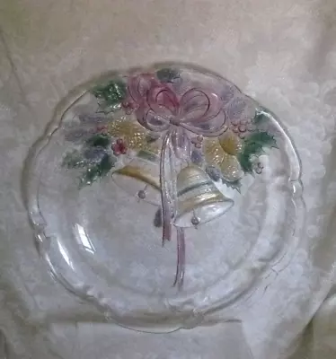 Mikasa Crystal Christmas Festive Bells 14 3/4  Hostess Platter WY160/516 Vintage • $24.95