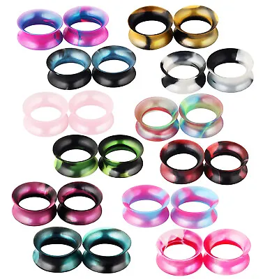 2pc Graffiti Flesh Tunnel Flexible Silicone Double Flare Saddle Ear Plug 6-25mm • £3.09