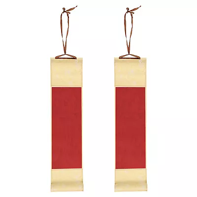 15x4  Silk Half Raw Ripe Blank Hanging Xuan Paper Scroll 2Pcs Red • $20.41