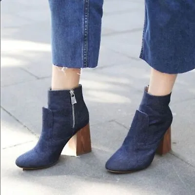 Zara Booties Denim High Heel Ankle Booties Size 7.5 Womens • $27.30