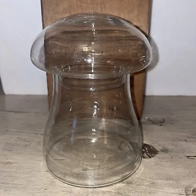 MCM Retro Libbey 7.5” Mushroom Shape  Clear Glass Jar Terrarium Canister Vintage • $38