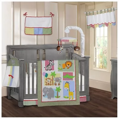 BabyFad Safari Jungle Animals For Boys And Girls 9 Piece Baby Crib Bedding Set • $52.99