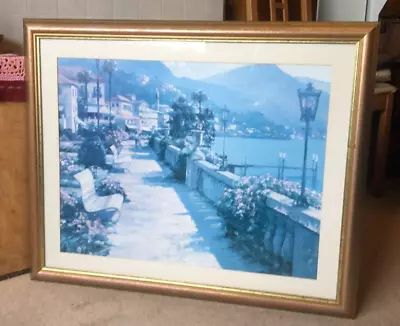 LAKE COMO BY HOWARD BEHRENS LARGE FRAMED/MOUNTED RETRO PRINT 85x69cm • £79.95