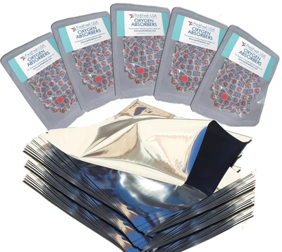 $22.39 • Buy PackFreshUSA 50 Pack One Quart Genuine Mylar Bags + 300cc Oxygen Absorbers