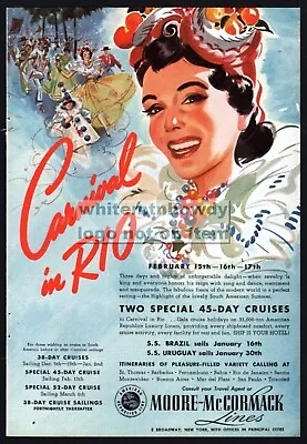 1941 MOORE-McCORMACK Cruise Ship Ocean Liner W/ Carmen Miranda AD Carnival Rio • $9.99