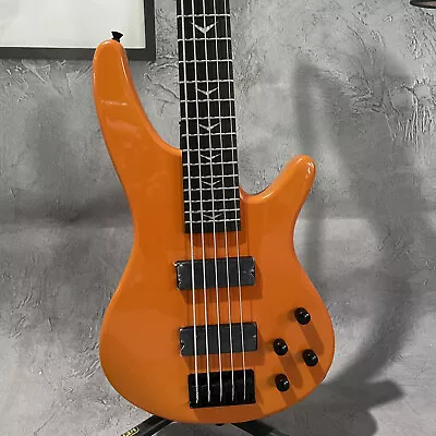 Unbranded 5 Strings Electric Bass Guitar Orange Gloss Body Black Hardware • $250.03