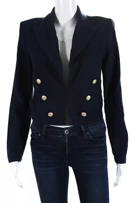 L'Agence Womens Linen Double Breasted Buttoned-Up Long Sleeve Top Navy Size XS • $60.99