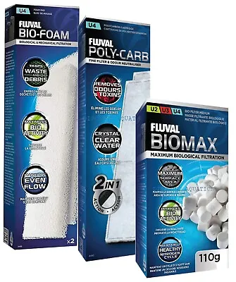 Fluval U4 Filter Media Replacement Set  Foam Pad Poly Carbon Cartridge Biomax • £8.25