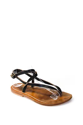 KJ K.Jacques St.Tropez Womens Leather Strappy Sandals Shoes Black Size 6US 36EU • $40.81