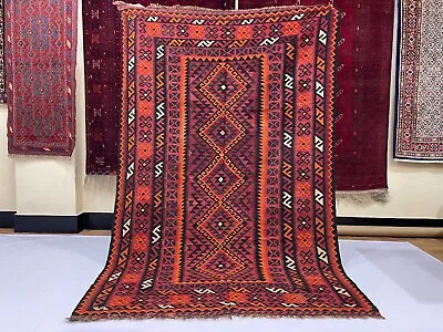 Afghan Handmade Veg Dyes Wool Geometric Rug Turkmen Tribal Flat Weave Red Rug • $229