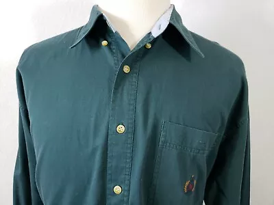 Bugle Boy Mens Casual Shirt Sz XL Long Sleeve Button Up Monogrammed Pocket Green • $17.95
