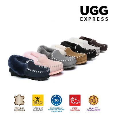 $69 • Buy 【EXTRA20%OFF】UGG Moccasins Women Men Sheepskin Slippers Water Resistance Loafer
