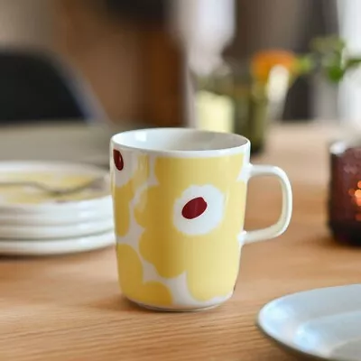 Marimekko Unikko Mug Cup Light Yellow×White Color 250ml H9.5cm Japan New • $76.99