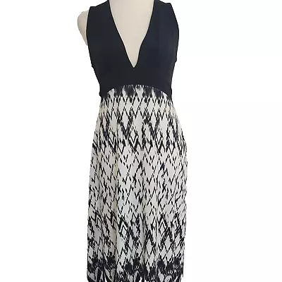 Crossroads Maxi Dress Size M = AU 12 Womens Black White Stretch Sleeveless Soft • $15