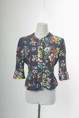 Love Moschino Womens Cardigan Sweater Multi-Color Floral Embellished Peplum Chic • $49.99