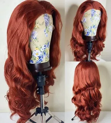 Glueless Lace Front Wigs Long Wavy Fashion Heat Resistant Hair Ginger Orange • $26.99