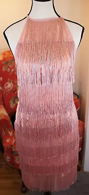 NWOT FunDaisy Pink Flapper Sequined Fringe 1920s Gatsby Cocktail Dress Size M • $25