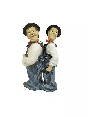 Laurel & Hardy In Same Overalls Ornament Figure Collectable 6” Resin Vintage • £18.99