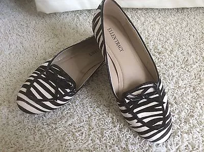 Ellen Tracy Alpine Real Cow Hair Shoes Flats 7 M Women's New Black White Stripe • $19.99