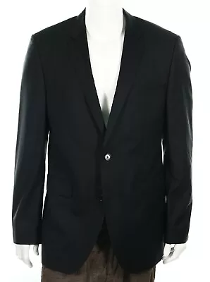 BOSS Hugo Boss Mens James Sharp Black Wool Two Button Jacket Blazer Sz 44L • $276.25