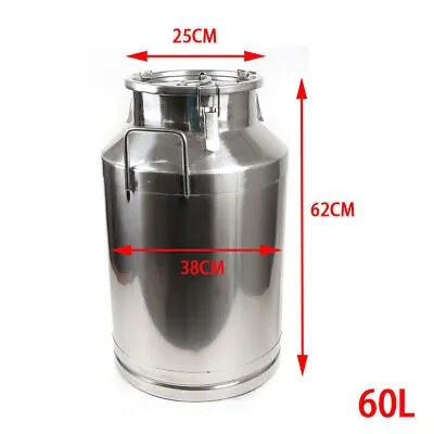 12-60L Stainless Steel Milk Can Wine Pail Bucket Oil Milk Tote Jug With Seal Lid • $138