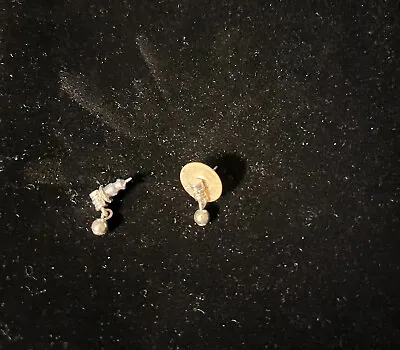 Pierced Earring Silver Plate Tiny Barrel Drop Ball • $0.99