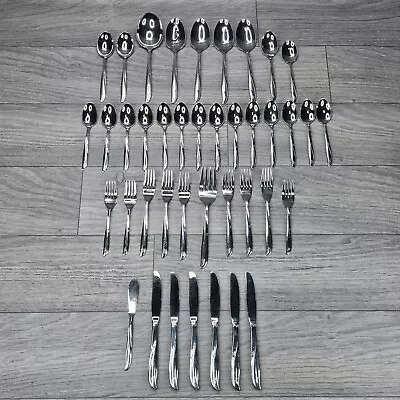 Vintage Oneida Twin Star Atomic Starburst Flatware 40 Pieces Stainless Steel MCM • $109.99