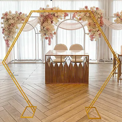 $61.75 • Buy Metal Hexagon Wedding Arch Frame Backdrop Stand Garden Arbor Party Decorations