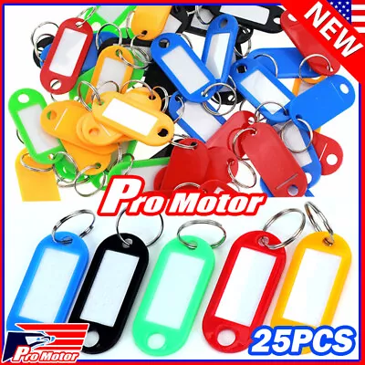 100X Plastic Key Tags Metal Ring Luggage Card Name Label Keychain W/ Split Ring • $7.10