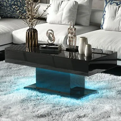 $179.99 • Buy High Gloss LED Coffee Table Modern Center Cocktail Table With Light Living Room