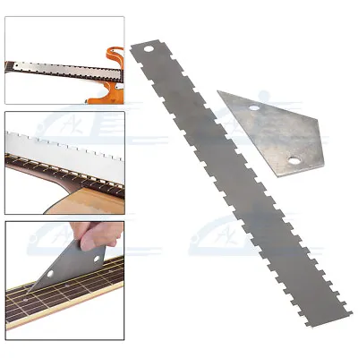 Stainless Steel Guitar Neck Notched Straight Edge & Fret Rocker Fretboard Ruler • $11.65