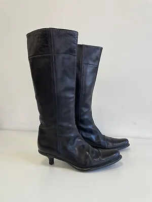Miu Miu Vintage Y2K Women's Leather Knee Heel Boots Size EU 37 US 6.5 • $250