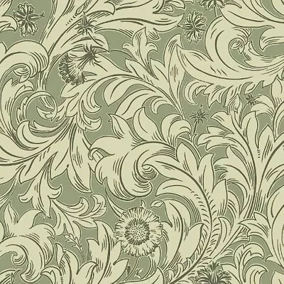 Crown Meadow Scroll Olive Wallpaper M1175 • £8.89