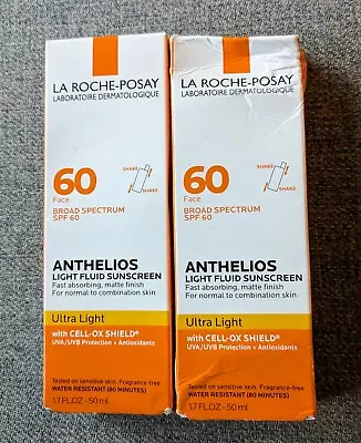 2 Pack La Roche-Posay Anthelios SPF 60 Ultra Light Sunscreen Size 1.7oz • $34