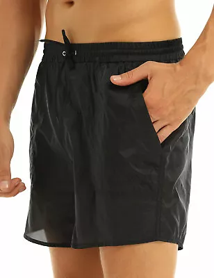 Men Quick Dry Beach Swim Shorts See Through Boxer Briefs Trunks Underwear Pants • $10.66