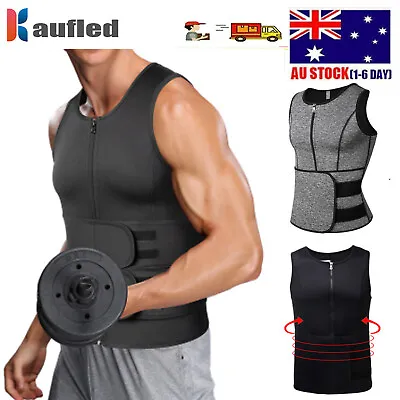 $15.99 • Buy Men Sweat Sauna Vest Waist Trainer Corset Body Shapers Slimming Tank Shapewear