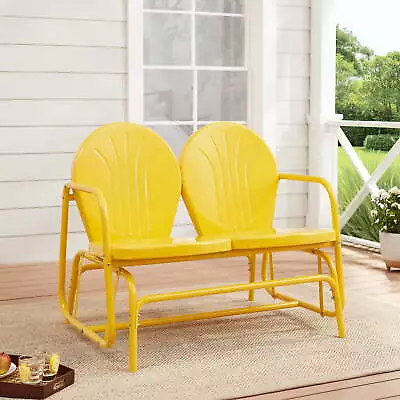 Patio Park Garden Bench Porch Outdoor Glider Loveseat Chaise Steel Furniture • $135.78