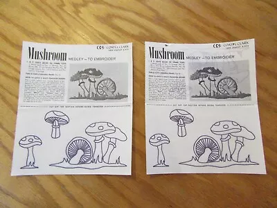 VTG (2) Mushrooms Embroidery Transfer Patterns By Coats And Clark E. 975 • $12