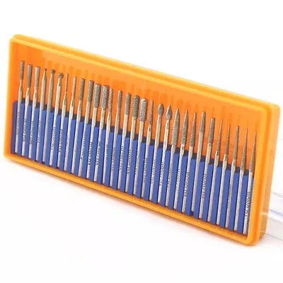 30Pcs Diamond Grinding Bits Kit Head Shank 3/32'' Coated Rotary Engraving Burrs • $13.80