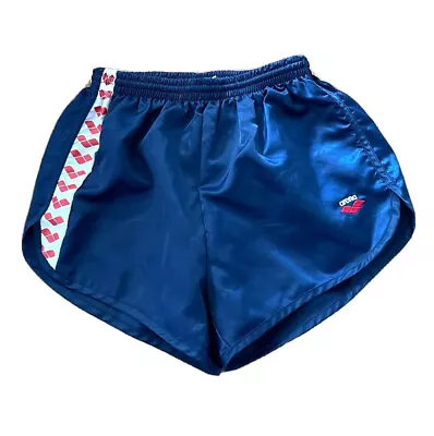 ARENA SPRINTER SHORTS RUNNING HIGH CUT SHINY RETRO NYLON VINTAGE 80s GLANZ S • £32.95