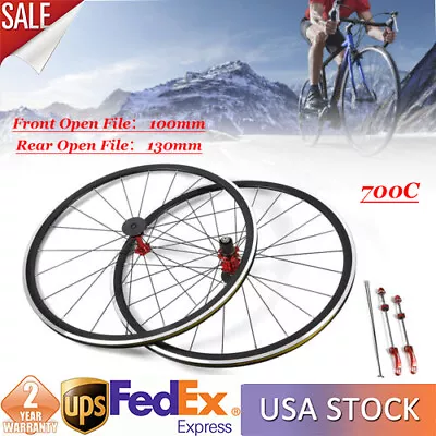 7/8/9/10/11 Speed 700C Ultralight Road Bicycle Front Rear Rim Wheelset C/V Brake • $117