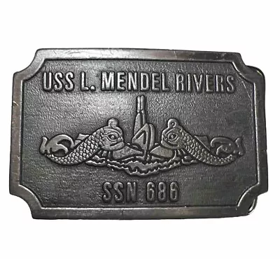 Vintage USS Mendel Rivers SSN 686 Belt Buckle Submarine Made For Seal Delivery • $22