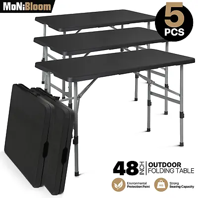 5 Pack Black [4 FT FOLDABLE TABLE] Home Garden Outdoor BBQ Dining Desk W/Handle • $313.99