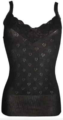 £7.50 • Buy New Ladies Black Or White V Neck With Lace Camisole Thermal Vest *snowdrop*