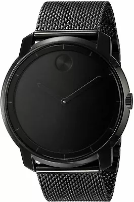 New Movado Bold Black Ion Mesh Bracelet 44mm Slim Mens Watch 3600261 • $249